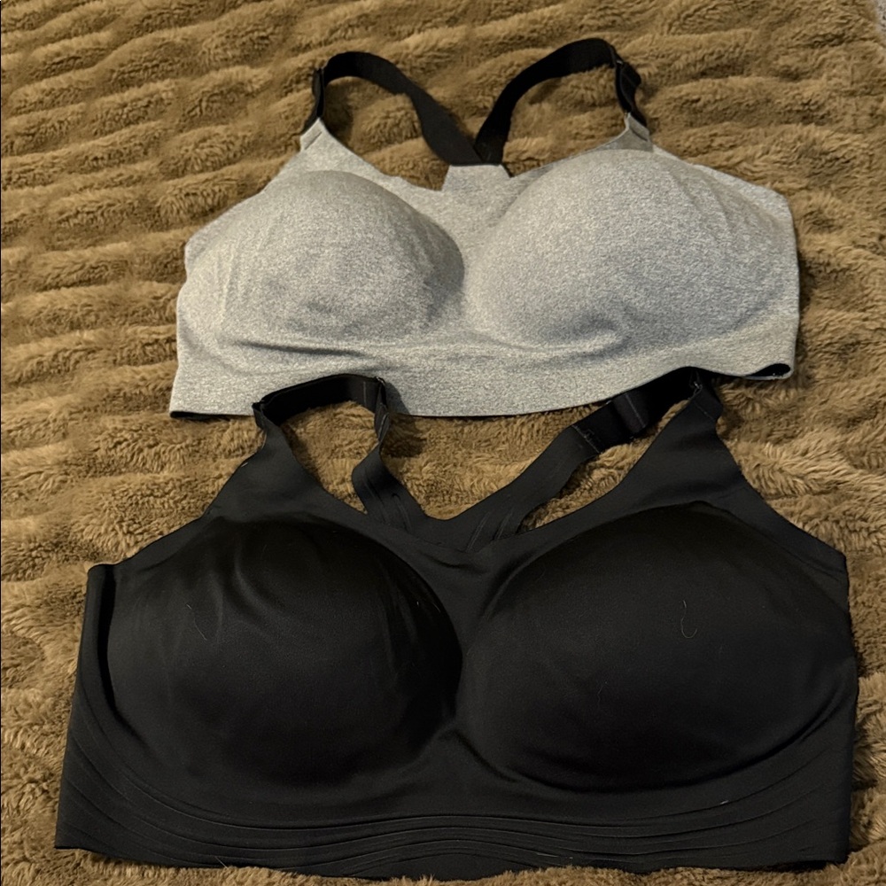 All in Motion Bundle of 2: Seamless Padded Sports Bra - Black & Light Gray - 2X